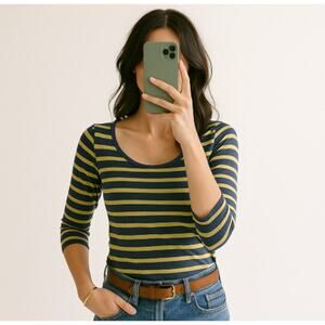 Jigsaw Striped Top 100%‎ Cotton Long Sleeve Minimalist Classic XS